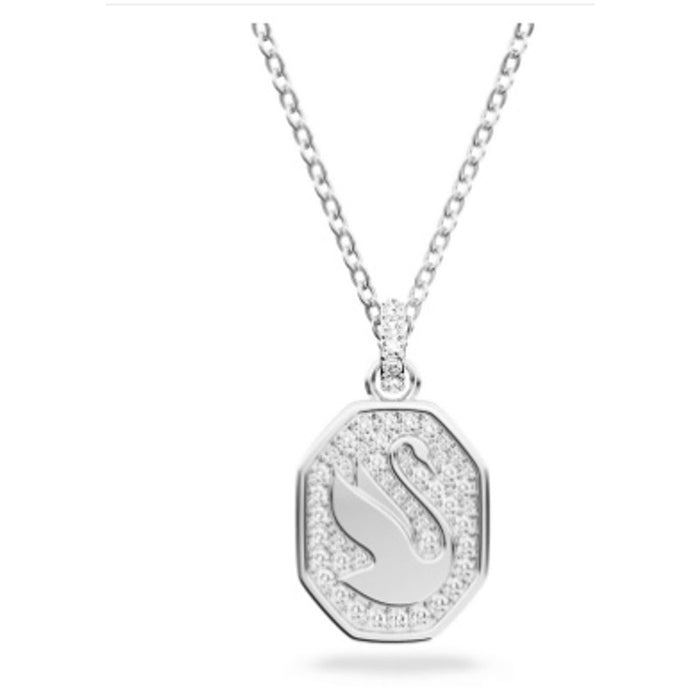 Swarovski Signum Swan Pendant Necklace Long White Rhodium Plated*New in gift box