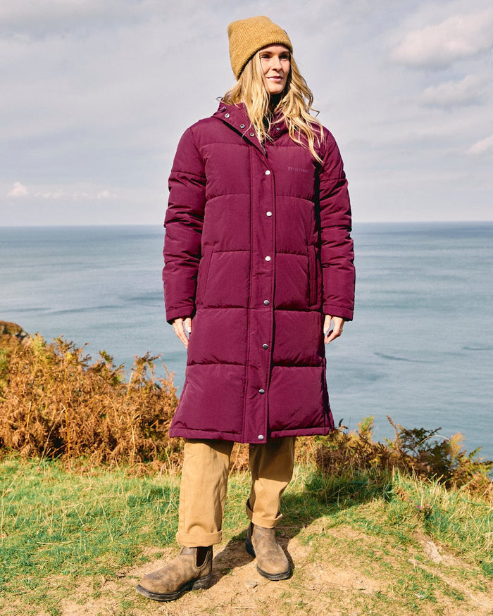 Tahoe Womens Longline Padded Coat in Burgundy