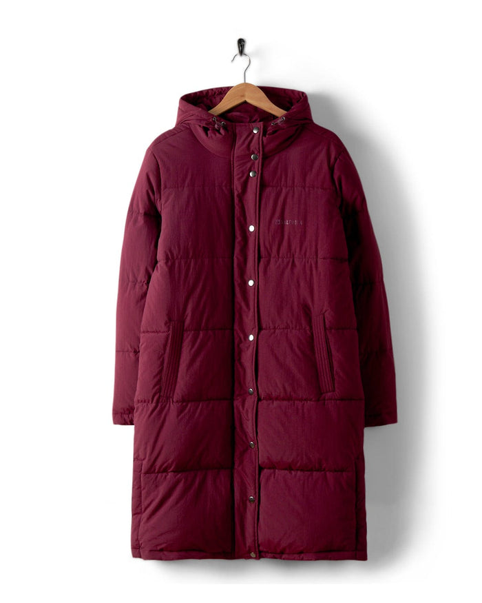 Tahoe Womens Longline Padded Coat in Burgundy