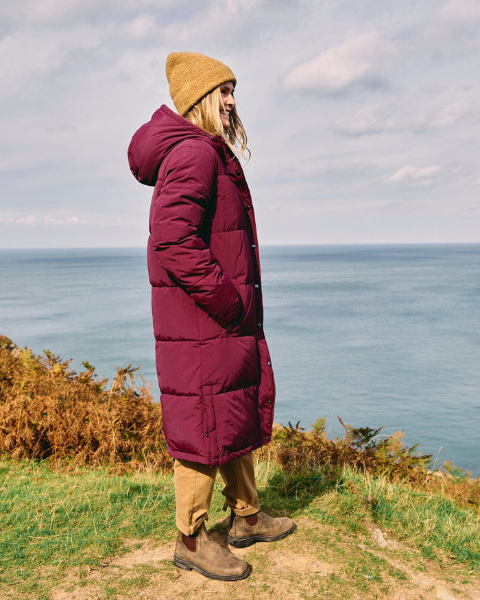 Tahoe Womens Longline Padded Coat in Burgundy