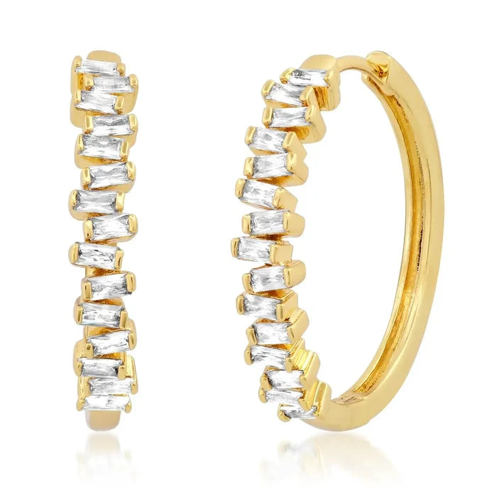 Tai Jewelry - Large Baguette CZ Hoops