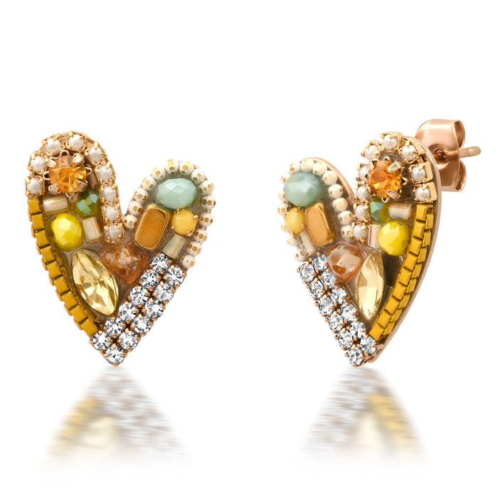 Tai Mixed Media Heart Studs
