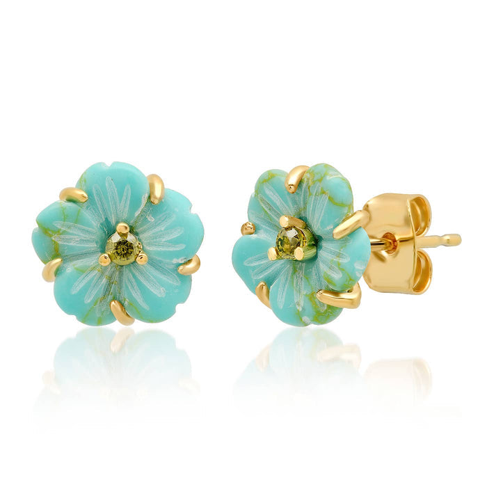 Tai Stone Cut Flower Post Earring