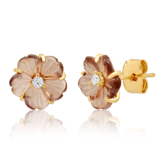 Tai Stone Cut Flower Post Earring