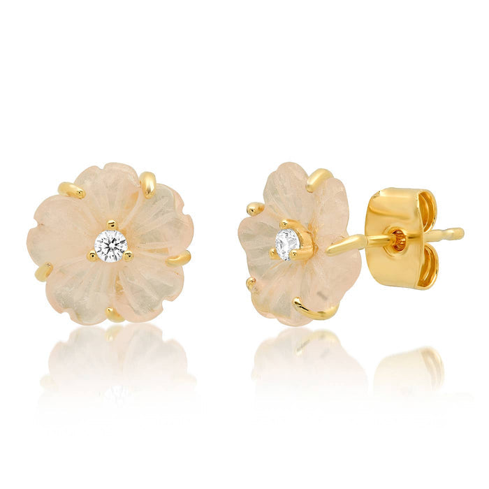 Tai Stone Cut Flower Post Earring