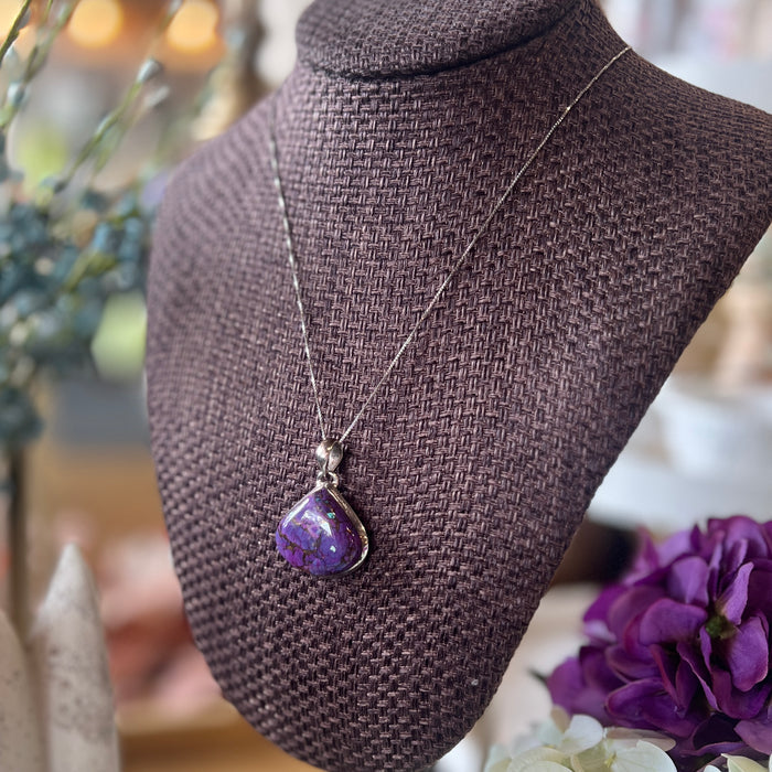 Teardrop Purple Stone Necklace