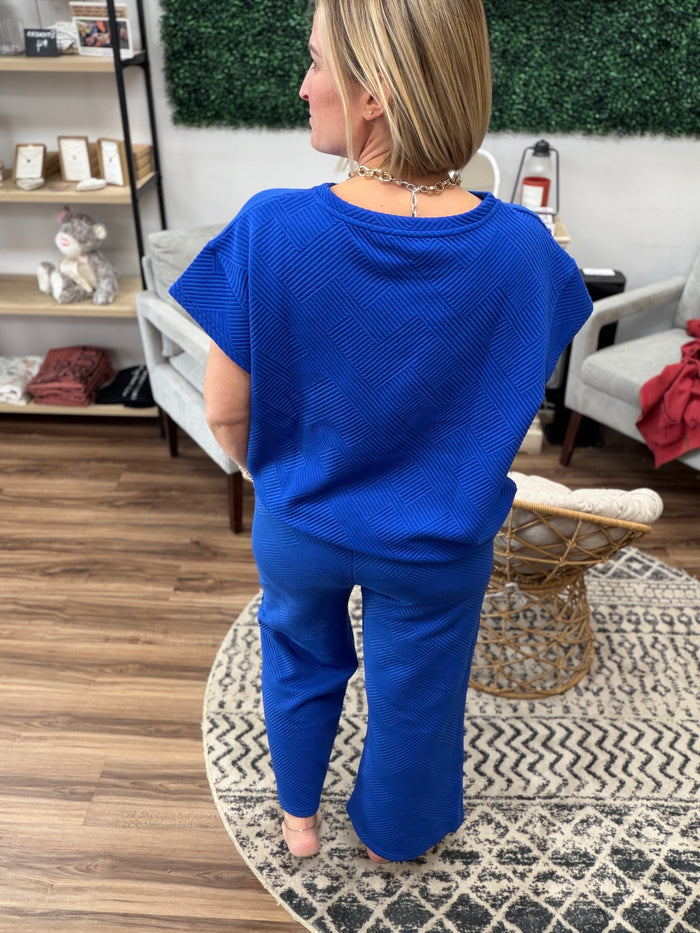 The On Repeat Textured Set - Royal Blue