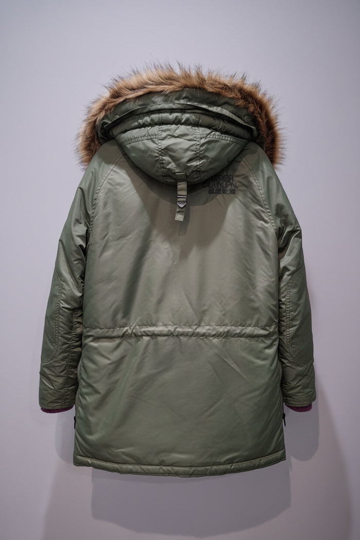 The Superdry (M) FlightJKT Project - Khaki Green Hooded Jacket Size Medium