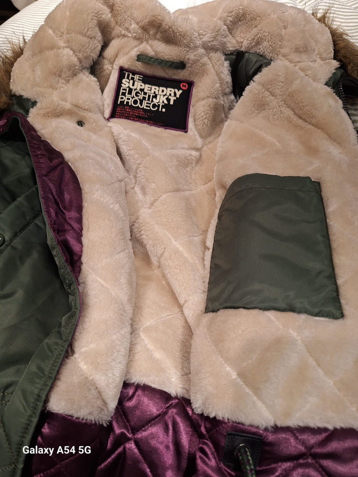 The Superdry (M) FlightJKT Project - Khaki Green Hooded Jacket Size Medium