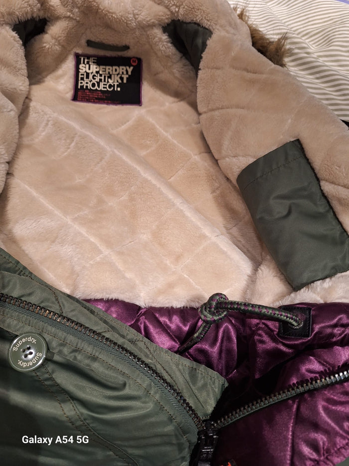 The Superdry (M) FlightJKT Project - Khaki Green Hooded Jacket Size Medium