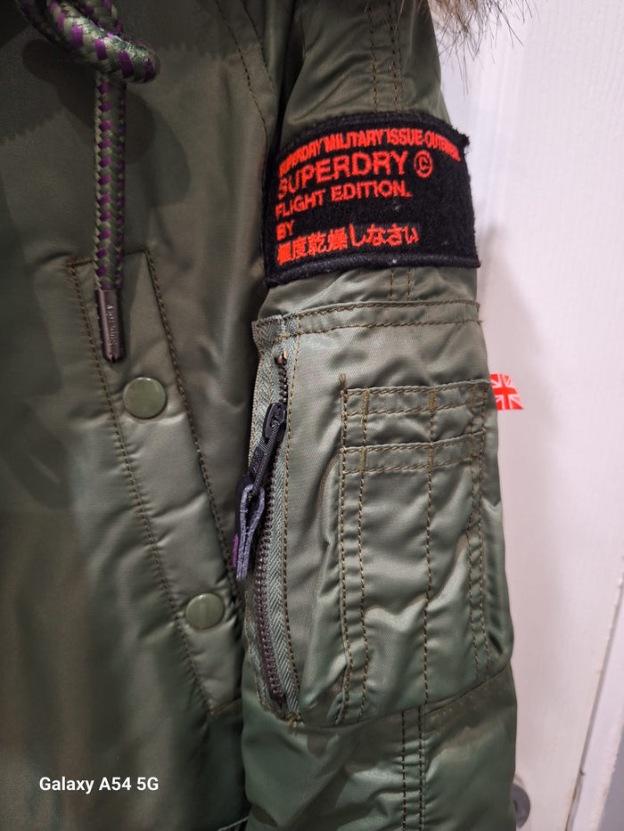 The Superdry (M) FlightJKT Project - Khaki Green Hooded Jacket Size Medium