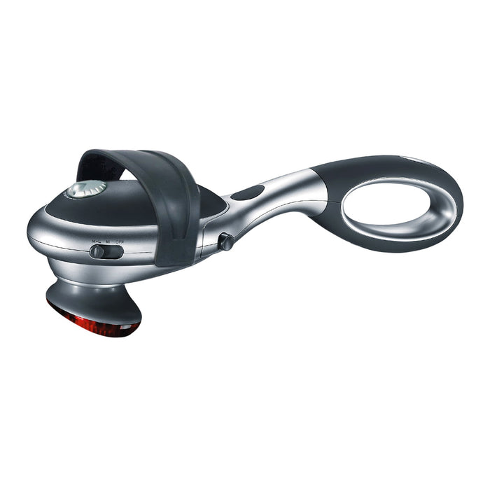 Thermo Pro 2-in-1 heated handheld massager; handheld massager with detachable palm attachment; adjustable intensity heated body massager; Thermo Pro massager with 3 massage heads; ergonomic handheld back and shoulder massager; heated handheld massager for home use