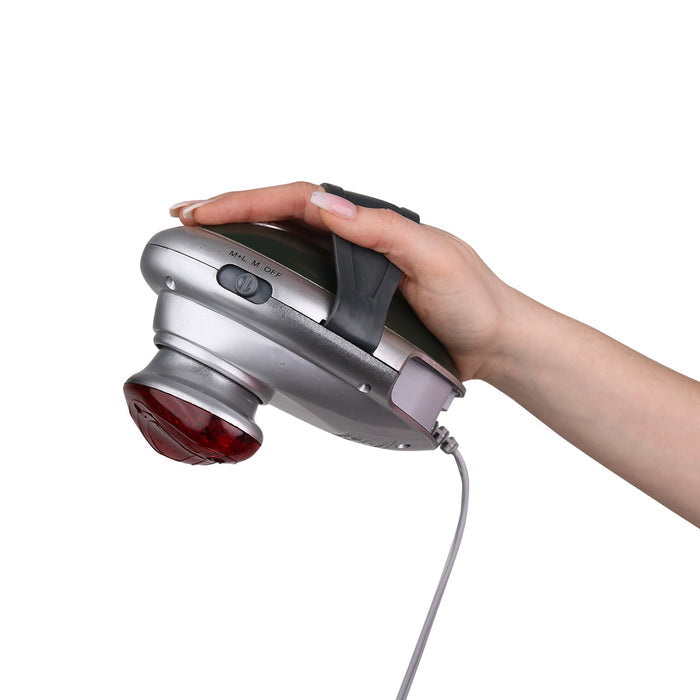 Thermo Pro 2-in-1 heated handheld massager; handheld massager with detachable palm attachment; adjustable intensity heated body massager; Thermo Pro massager with 3 massage heads; ergonomic handheld back and shoulder massager; heated handheld massager for home use