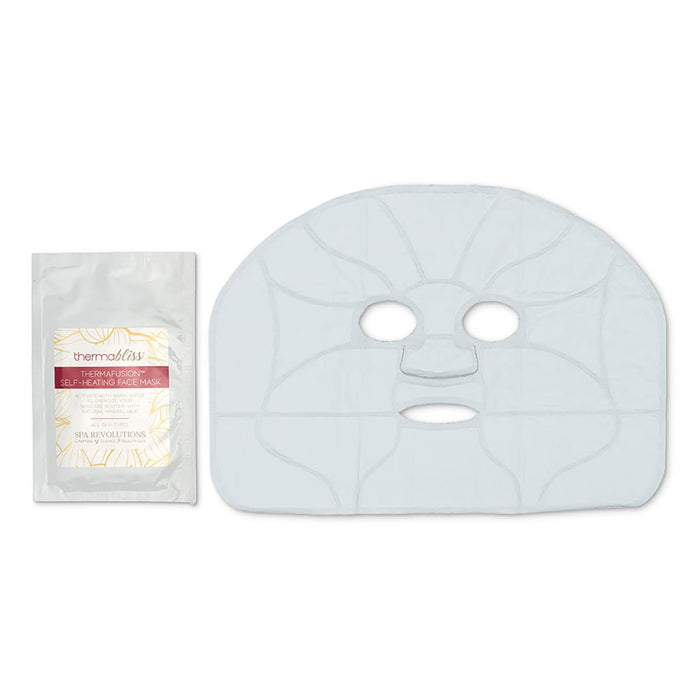 thermaFusion Facial Masque is a self-heating dual-sided facial mask for professional use, designed to support hydration, relaxation, and product absorption.