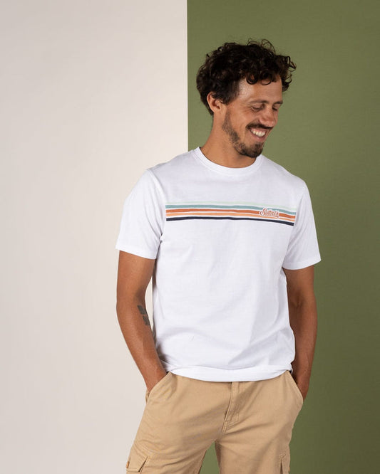 Torn Stripe Mens Short Sleeve T-Shirt in White