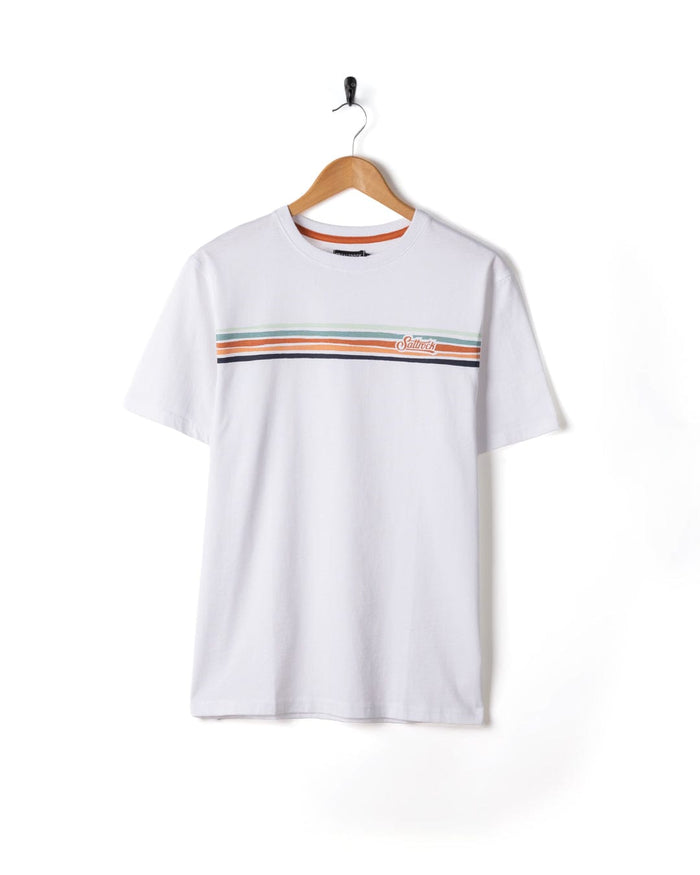 Torn Stripe Mens Short Sleeve T-Shirt in White
