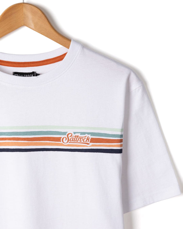 Torn Stripe Mens Short Sleeve T-Shirt in White