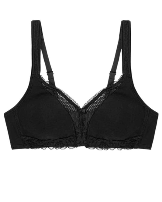 Triumph Modern Underwired Lace+Cotton Bra - Black