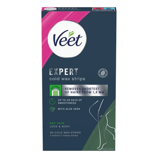 Veet Expert Cold Wax Strips ben & kropp tørr hud 20 stk