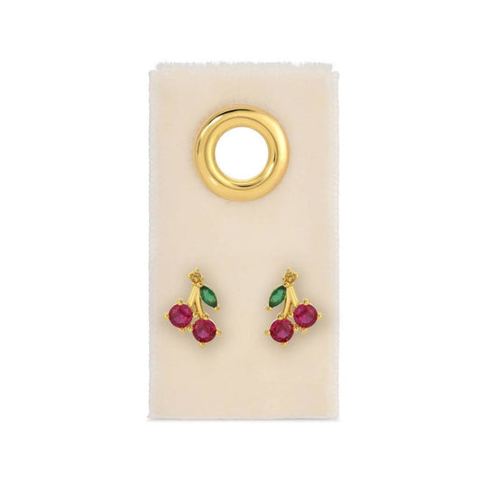 Velvet Gift Tag-Gold Cherry Studs