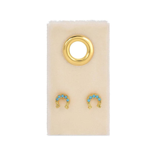 Velvet Gift Tag-Light Blue Horseshoe Studs
