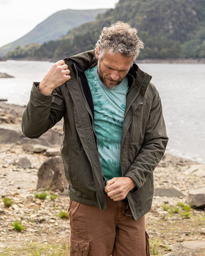 Verses Mens Water Resistant 3 in 1 Jacket in Green
