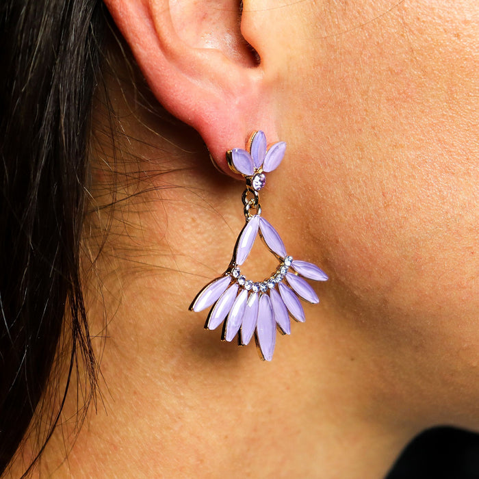 Vintage Earrings Glass -Lavender - Long Drop