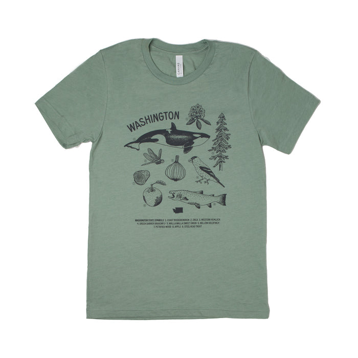 WA State Symbols Unisex Shirt (Sage)