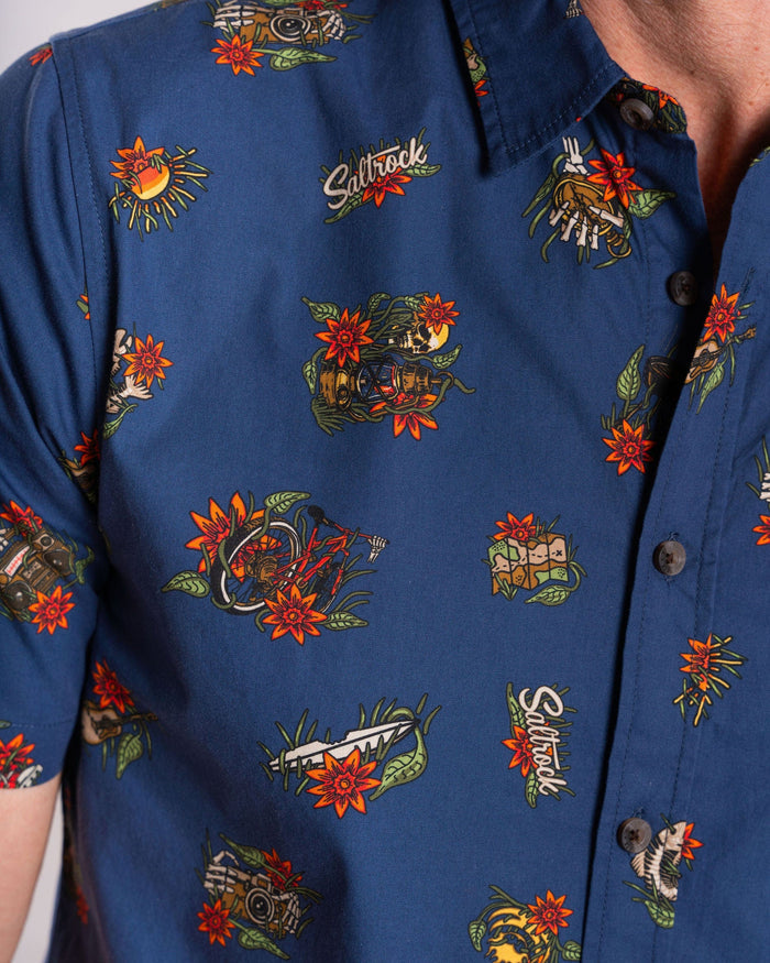 Wanderer Mens Short Sleeve Shirt in Blue
