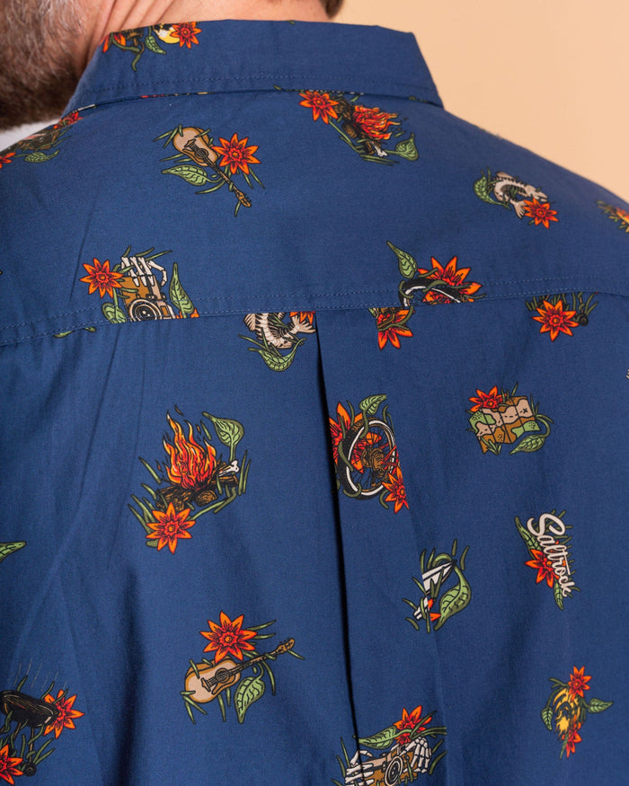 Wanderer Mens Short Sleeve Shirt in Blue