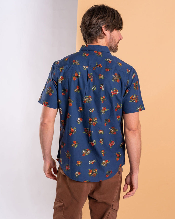 Wanderer Mens Short Sleeve Shirt in Blue
