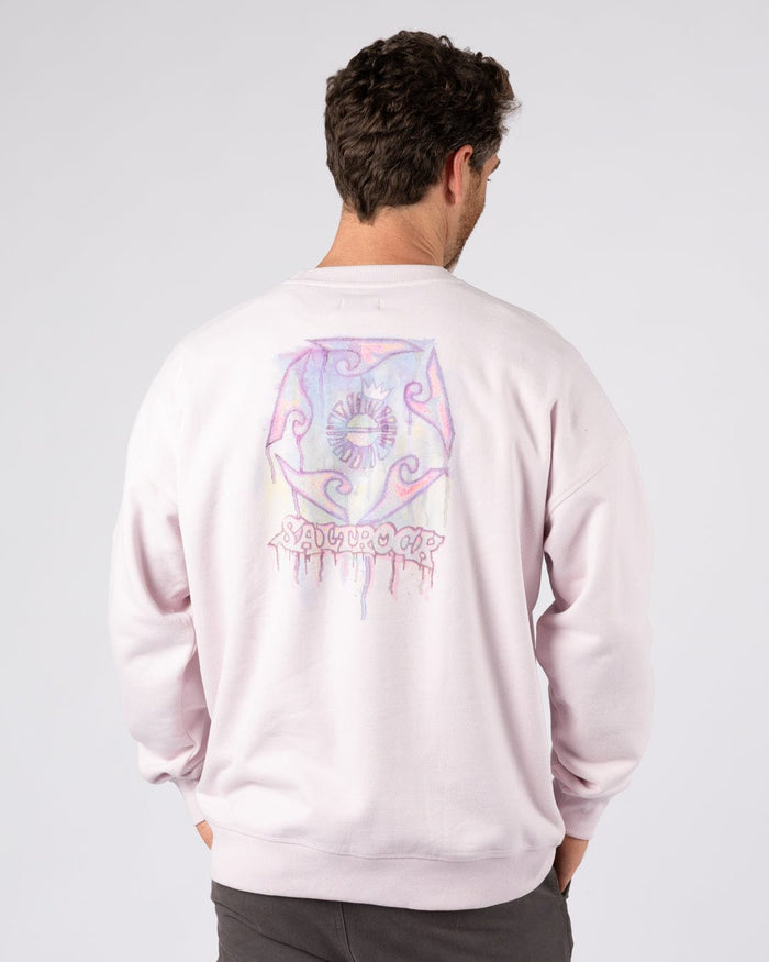 Wave Running Mens Oversized Sweatshirt in Purple