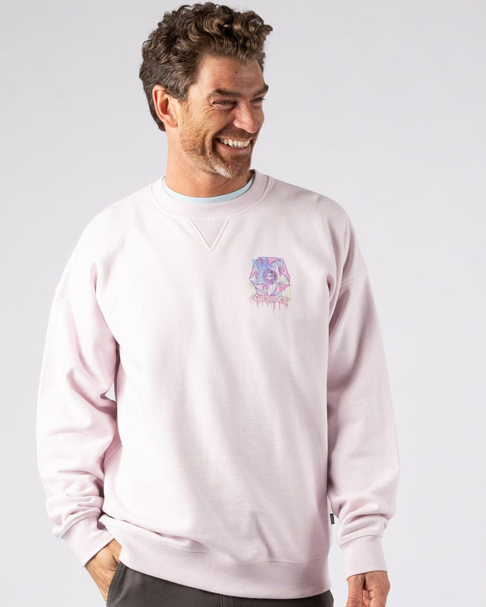 Wave Running Mens Oversized Sweatshirt in Purple