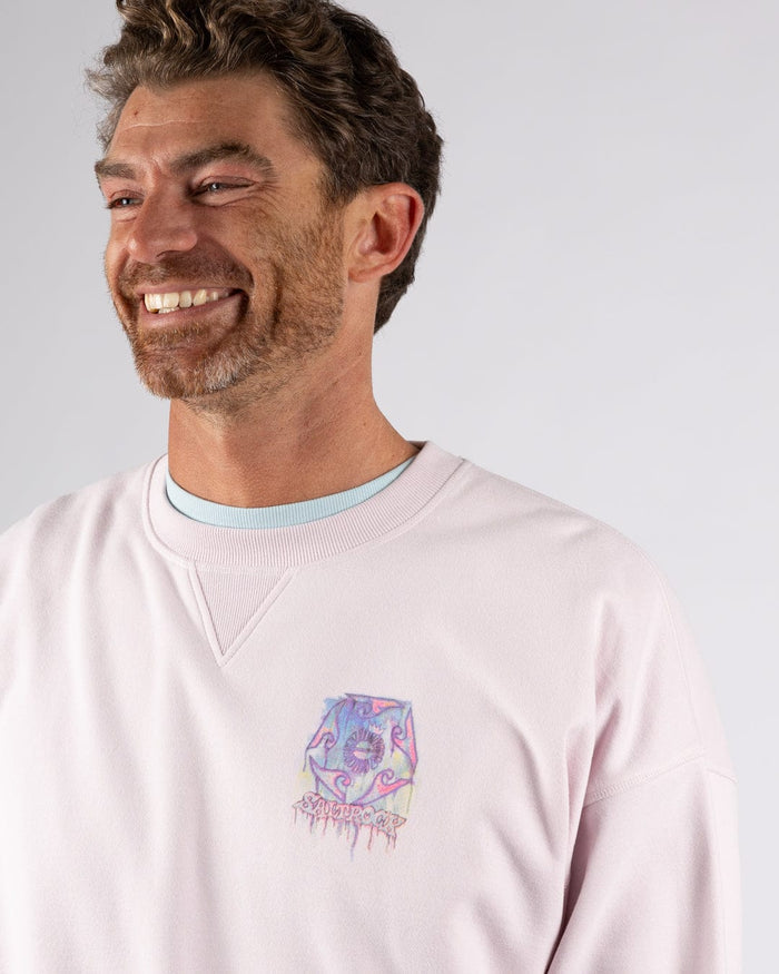 Wave Running Mens Oversized Sweatshirt in Purple