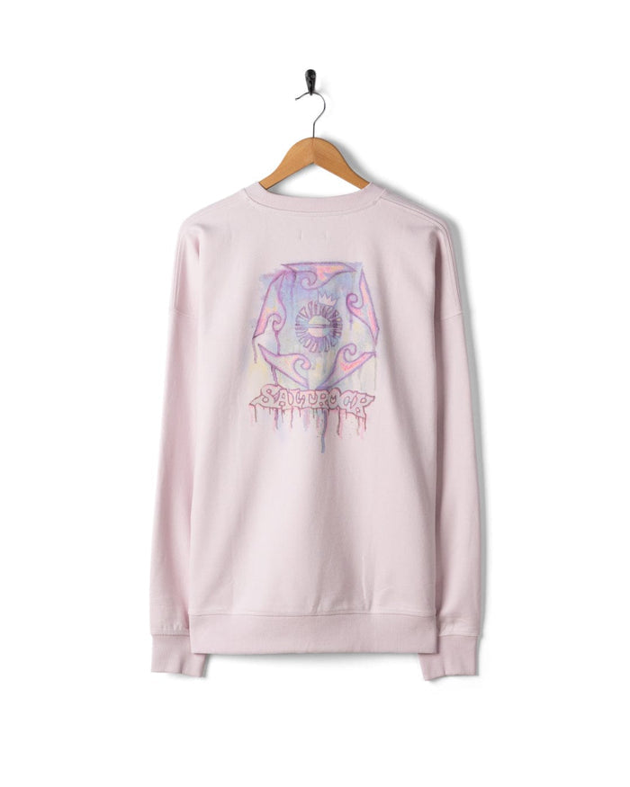 Wave Running Mens Oversized Sweatshirt in Purple