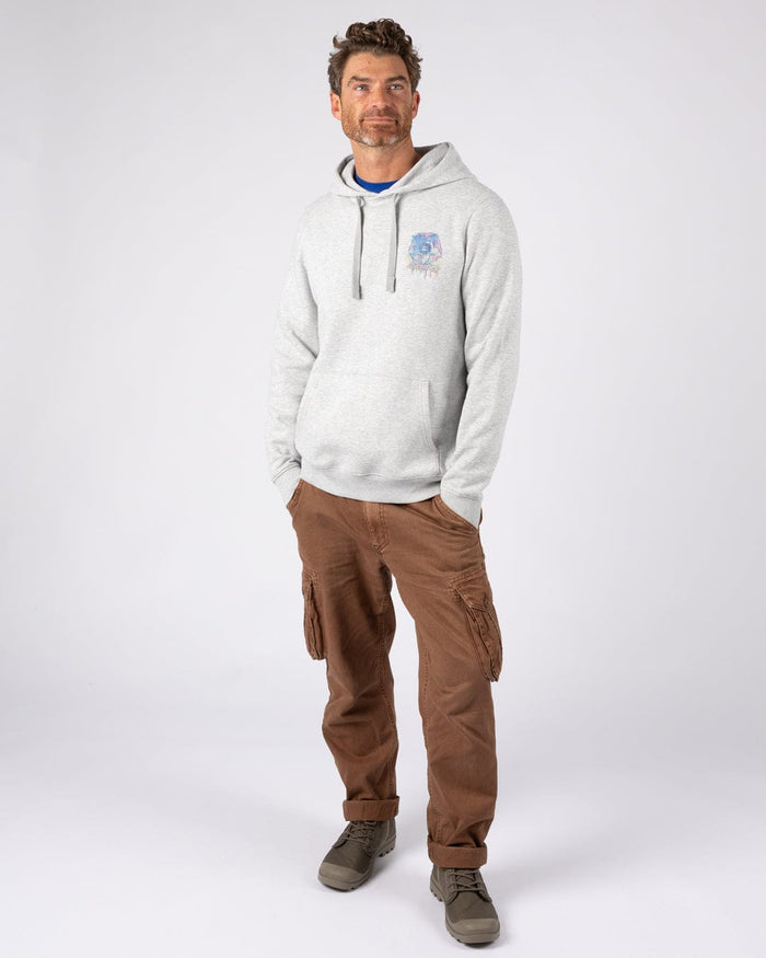 Wave Running Mens Pop Hoodie in Light Grey