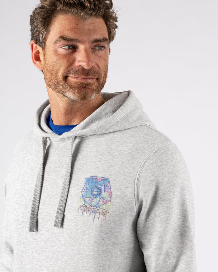 Wave Running Mens Pop Hoodie in Light Grey