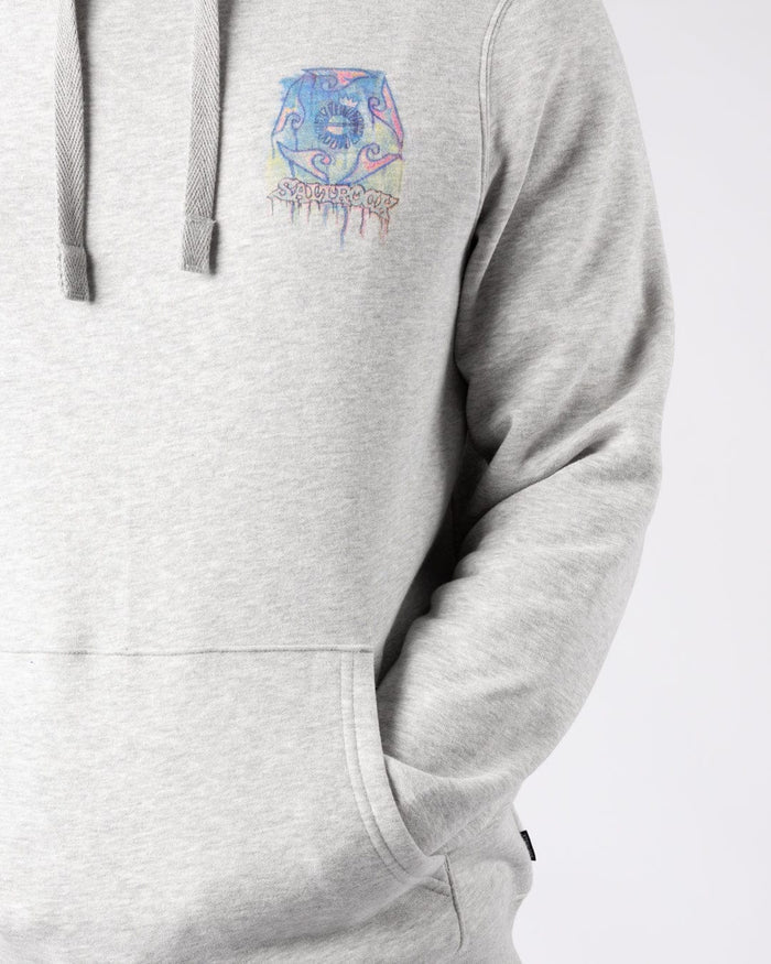 Wave Running Mens Pop Hoodie in Light Grey