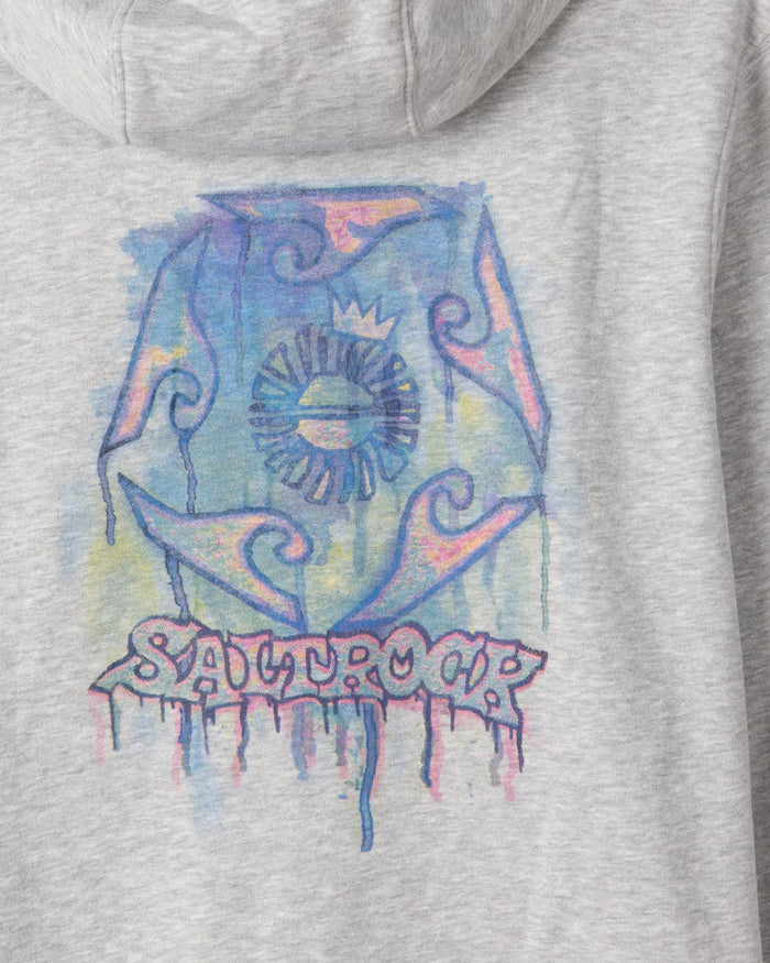 Wave Running Mens Pop Hoodie in Light Grey