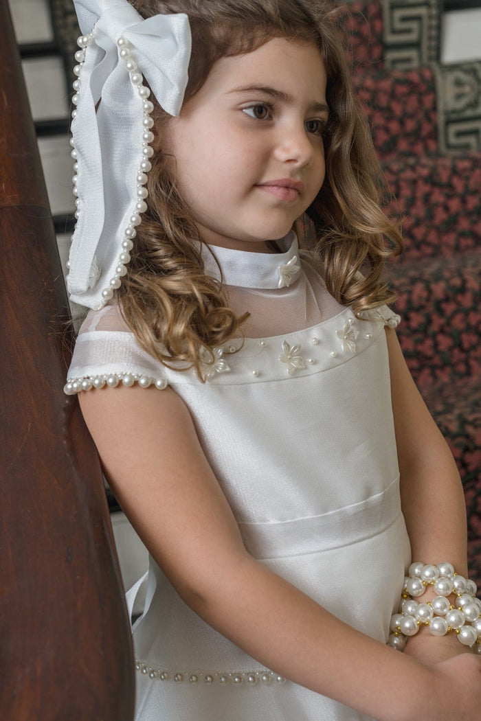 White Pearl Ceremony Hair Bow - Petite Maison Kids
