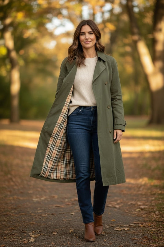 Women's Double Breasted Khaki Trench Coat