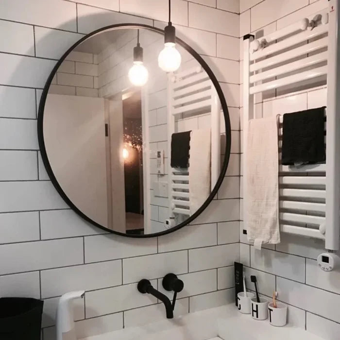 Wood Round Wall Mirror