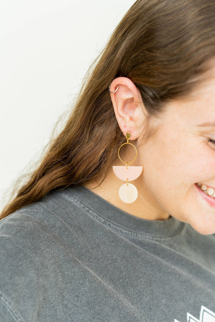 Wren Earrings - Blush & Linen // Jewelry, Gift