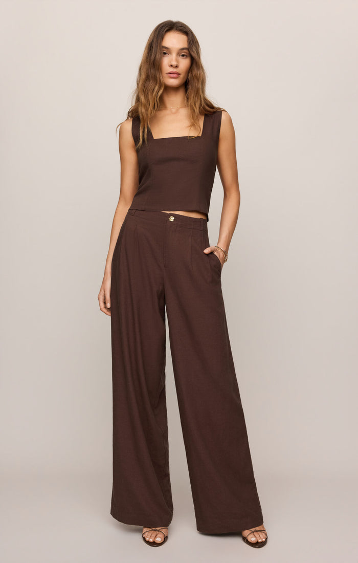Z Supply Magnolia Linen Top in Chocolate Cherry