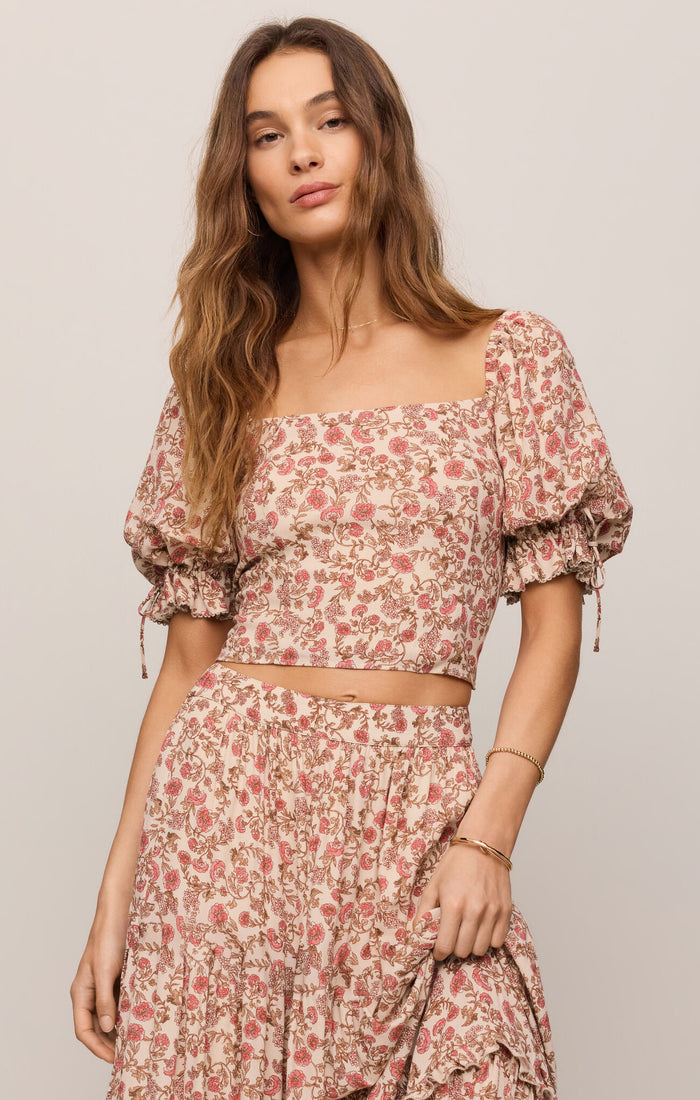 Z Supply Moira Floral Top in Sandshell