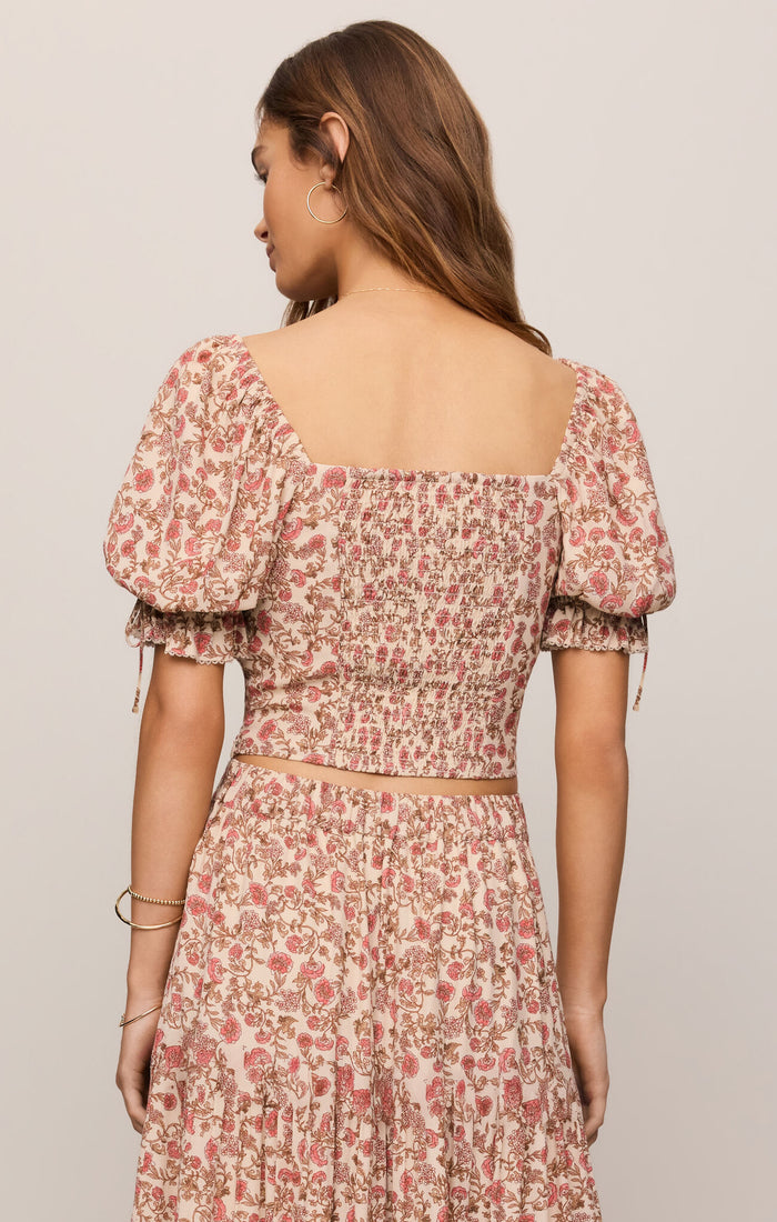 Z Supply Moira Floral Top in Sandshell