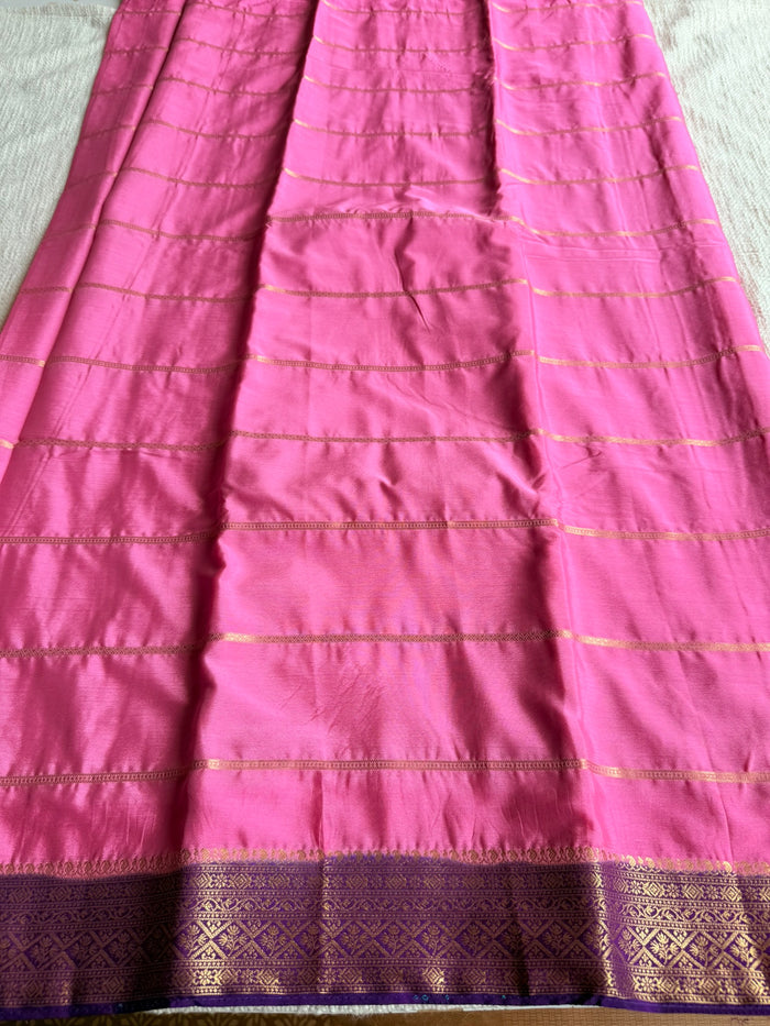 zari weaving faux crepe saree with contrast blouse