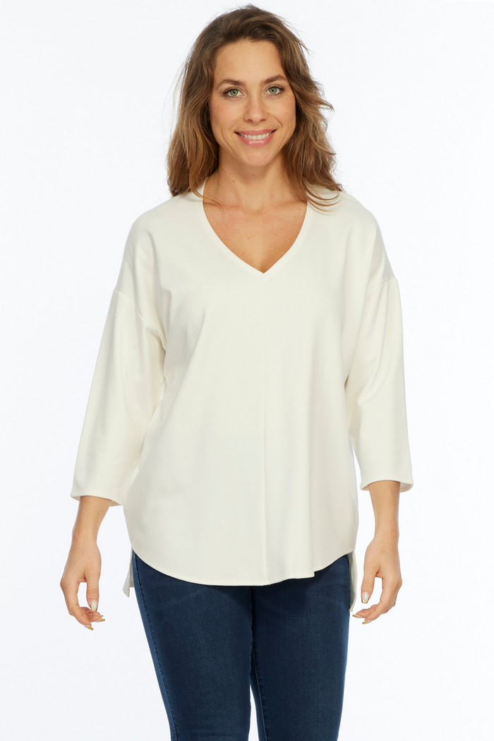 ZELDA IVORY PREMIUM KNIT 3/4 SLEEVE TOP LIOR