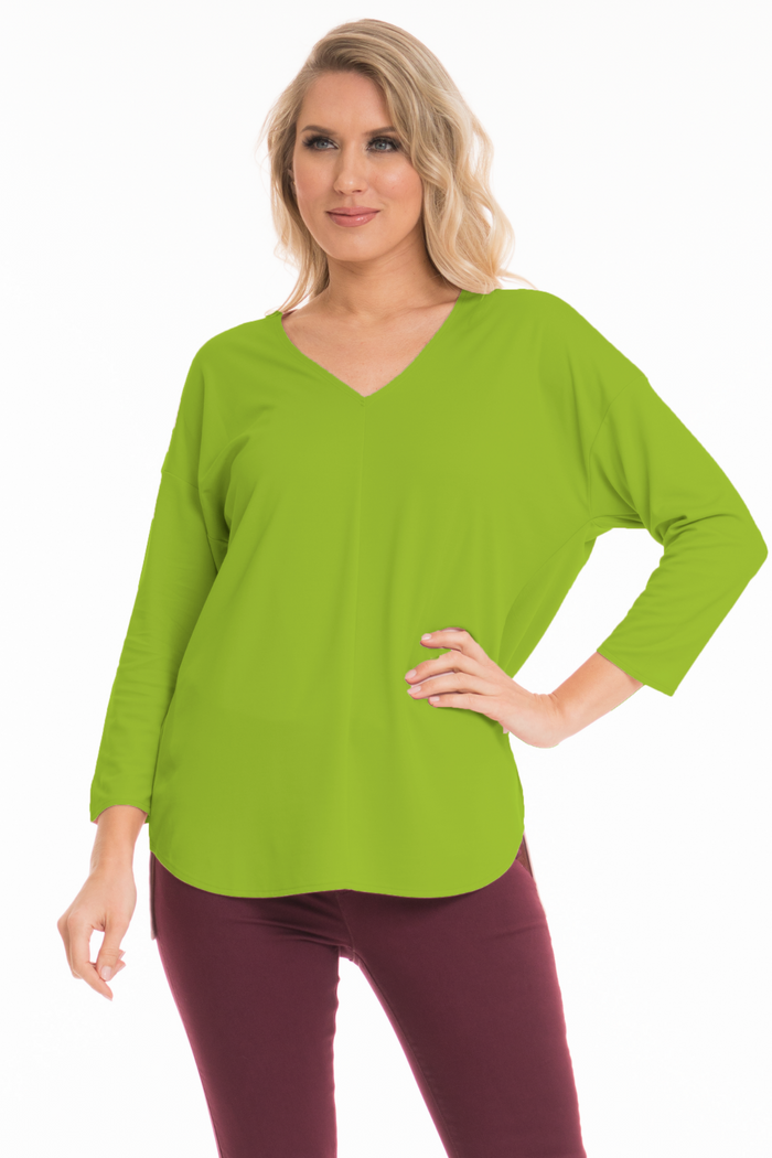 ZELDA LIME PREMIUM KNIT 3/4 SLEEVE TOP LIOR