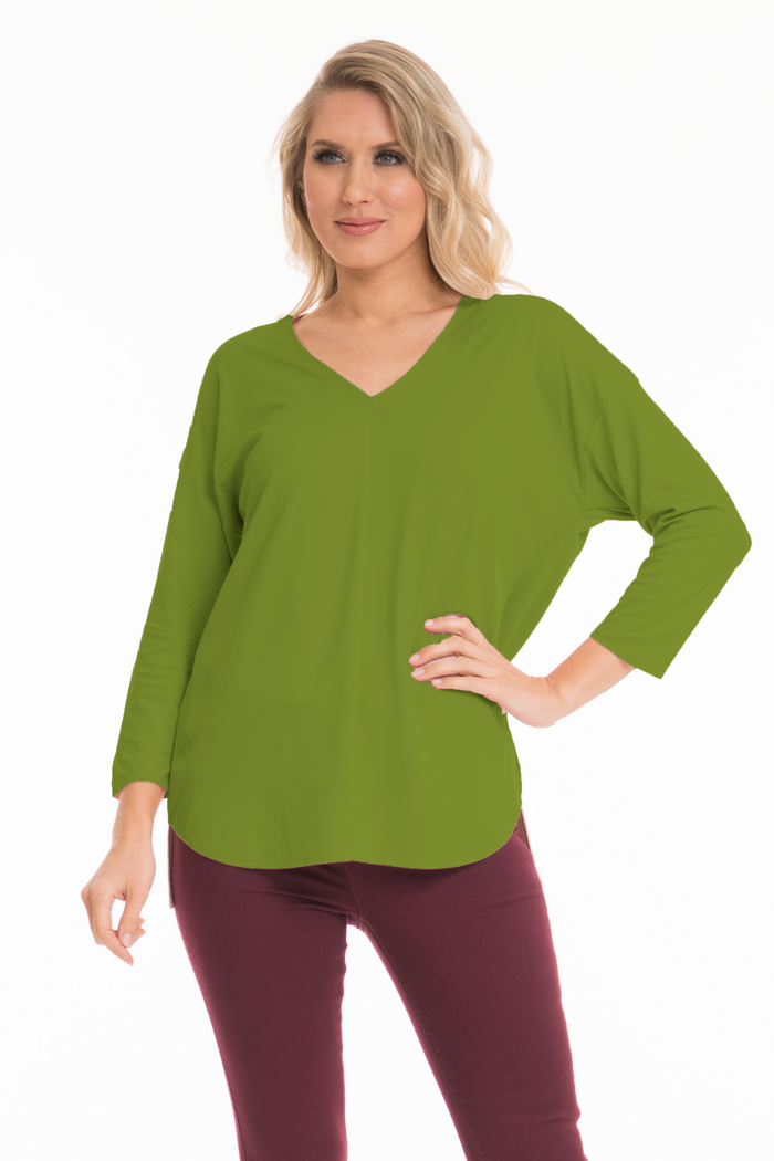 ZELDA LIME PREMIUM KNIT 3/4 SLEEVE TOP LIOR